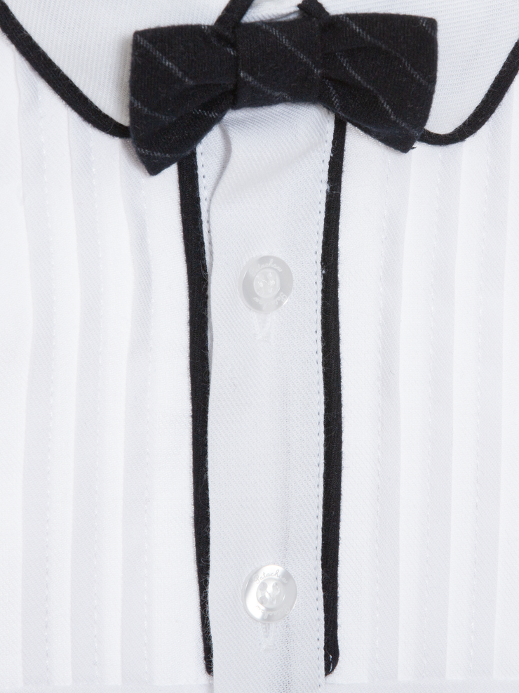White Collared Shirt With Bowtie