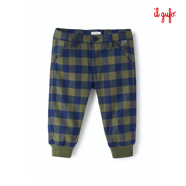 Navy & Green Check Trousers