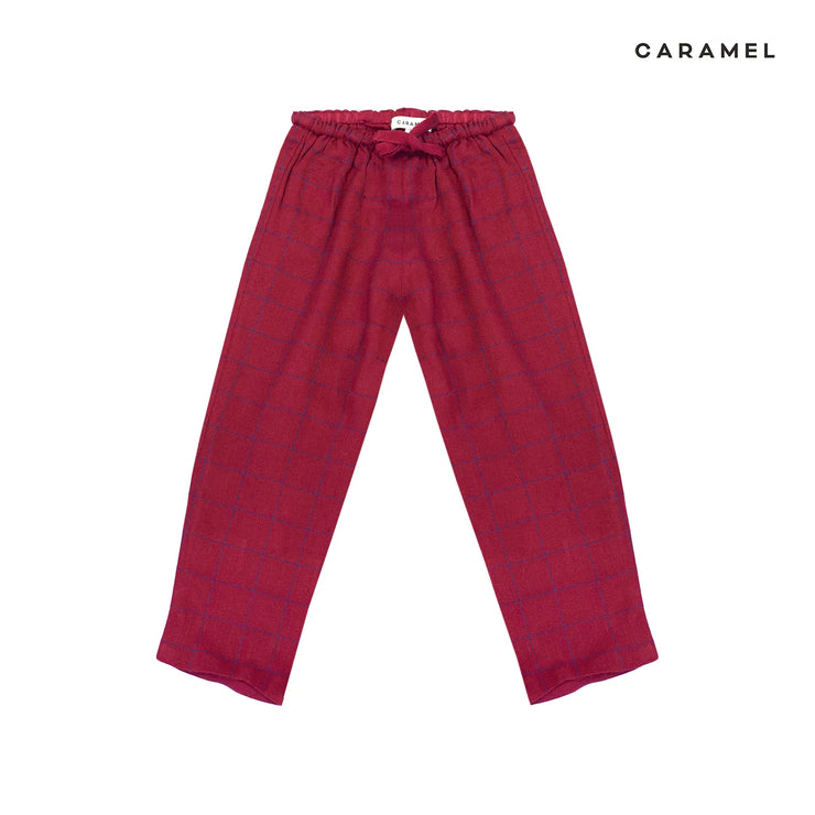 Red Checked Drawstring Trousers