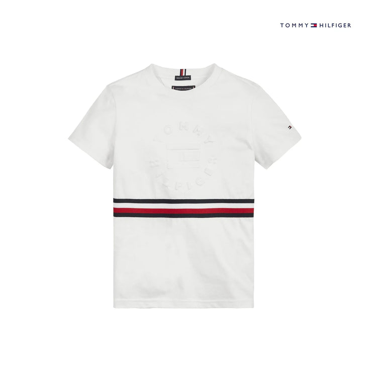 White Striped Embossed Tee