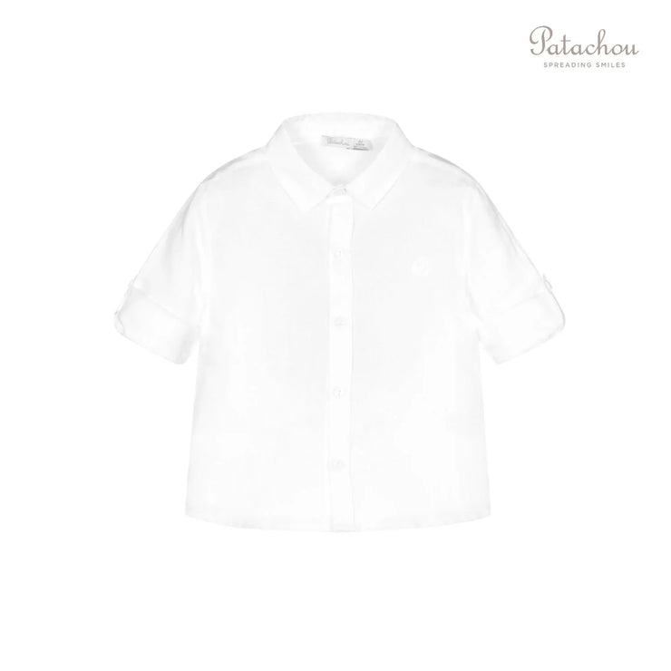 White Linen Collared Shirt