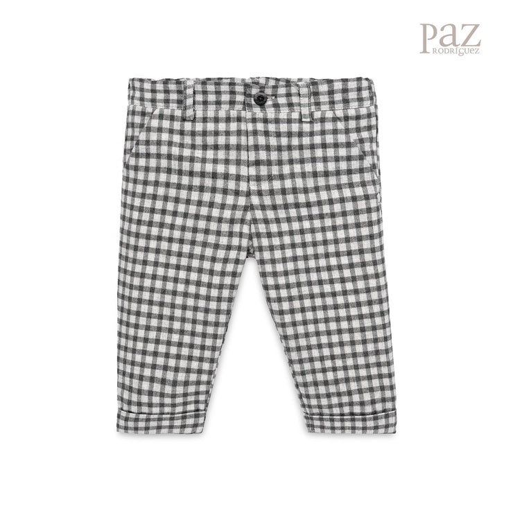 Grey & White Checked Trousers