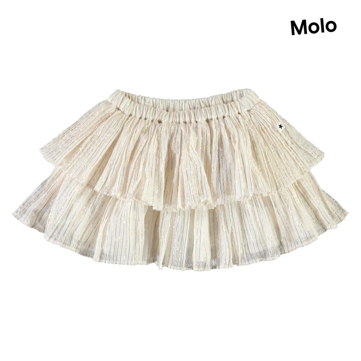 Cream Metallic Tiered Skirt