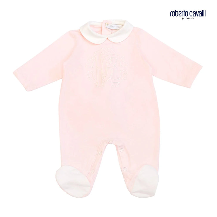 Pink Babygrow With Embroidered Logo