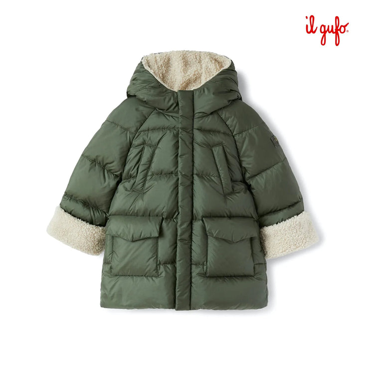 Green Fleece-Lined Puffer Jacket
