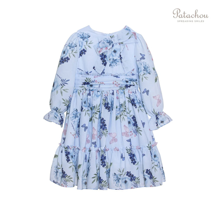 Blue Butterfly Pattern Dress