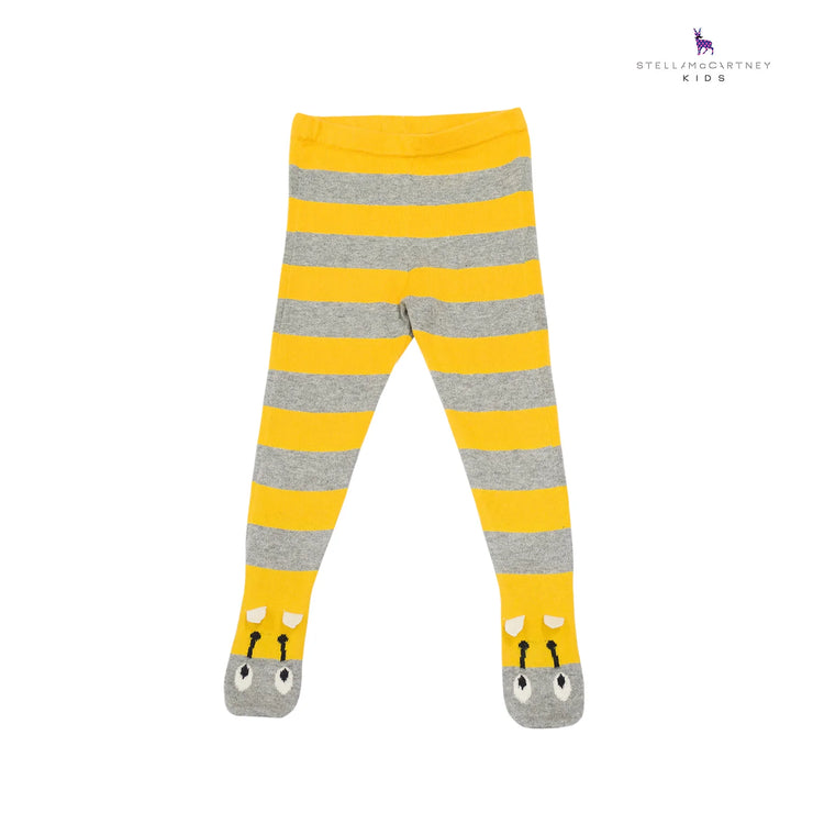 Yellow & Grey Bee Foot Knitted Leggings