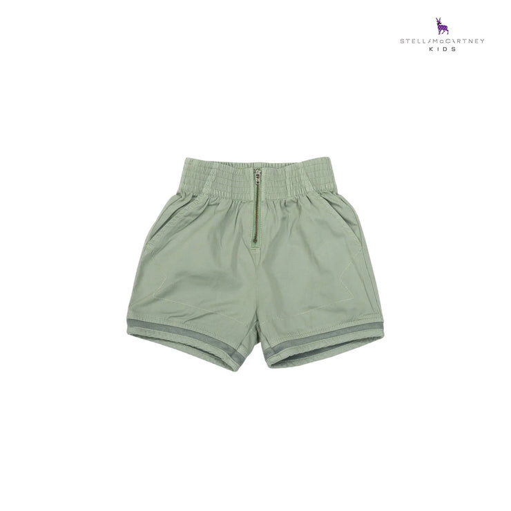 Grey Green Zip Front Shorts