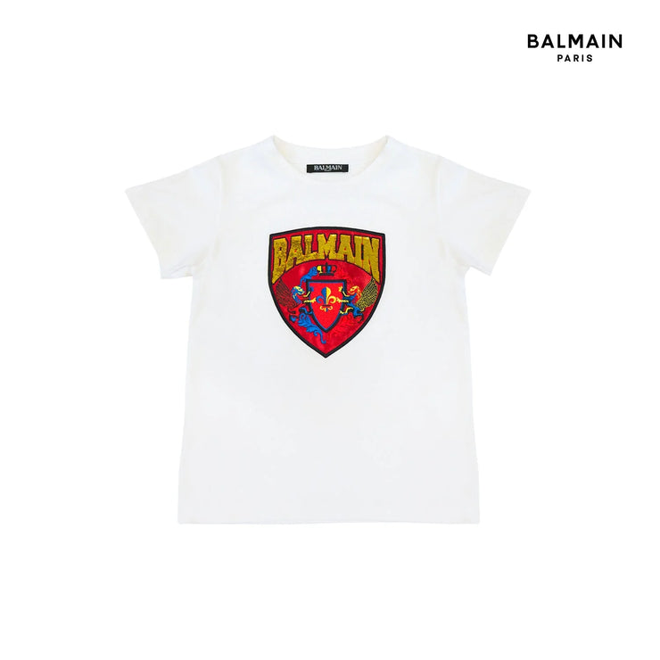 White Short Sleeved Coat Of Arms Tee