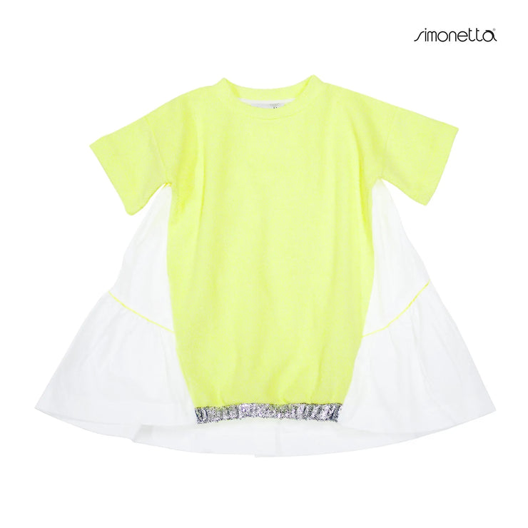 Neon Yellow, White & Silver Dress
