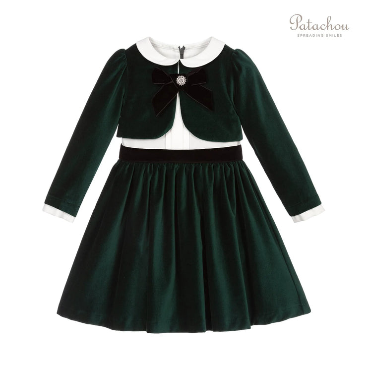 Green Velvet Bolero Dress