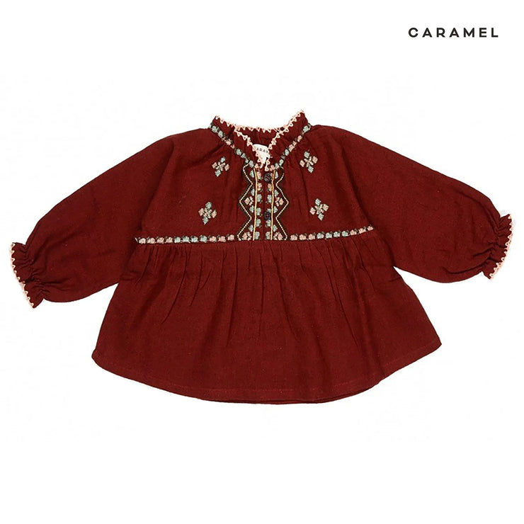 Burgundy Embroidered Blouse