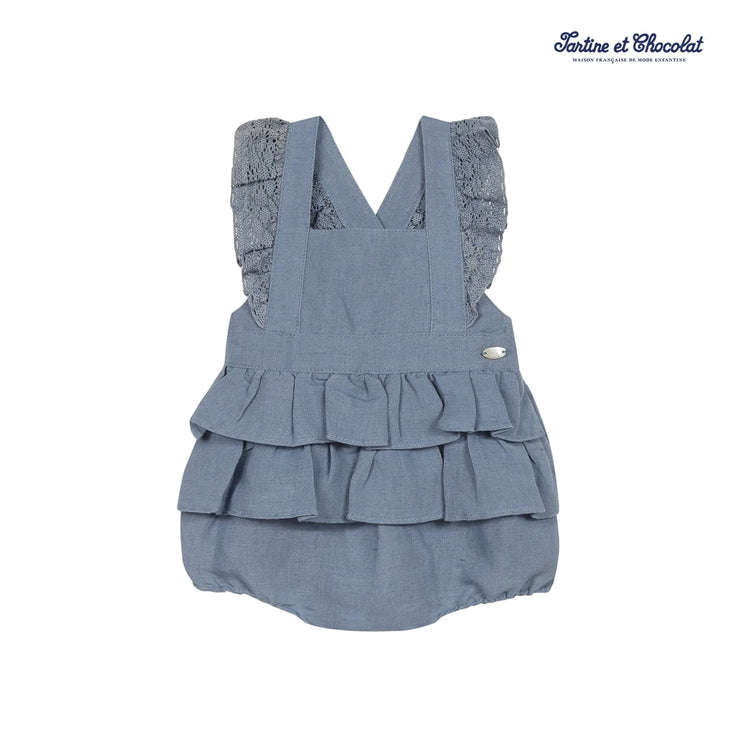 Blue Frilled Dungarees