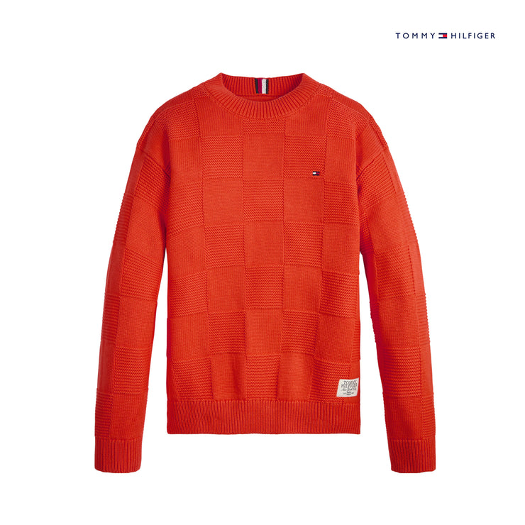 Orange Structured Label Sweater