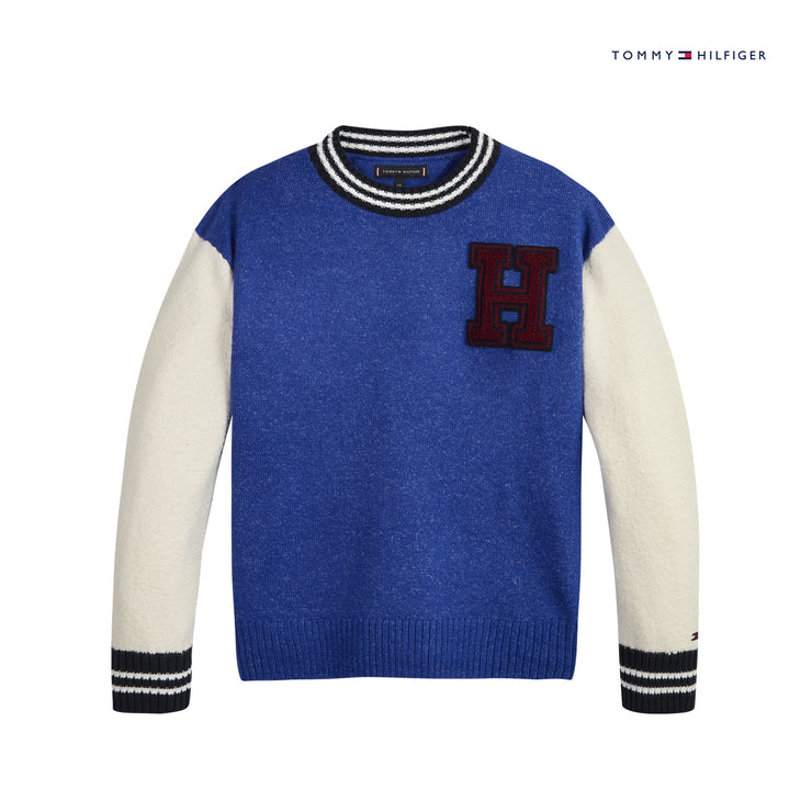 Blue & Ivory Varsity Letter Sweater