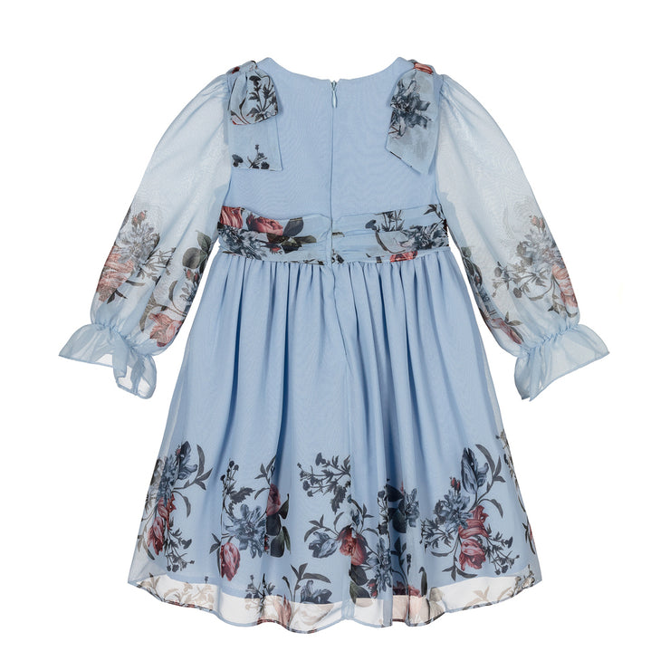 Light Blue Floral Chiffon Dress