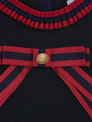 Navy Cotton Jersey Pleated Dress
