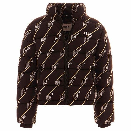Black Logo Motif Puffer Jacket