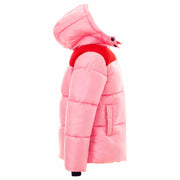 Pink Hooded Puffer Jacket