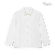White Collared Shirt With Ivory Bowtie