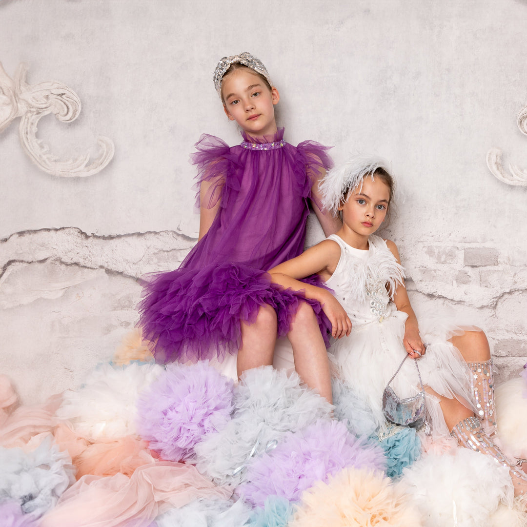 childrens wedding guest dresses xfsWaSs Flower Girl Dress Kids Lace Embroidery Off The Shoulder Tulle Dress Princess Birthday Party Pageant Long Dress 3-4 Years birthday dress A-Line Court Train Jewel Neck