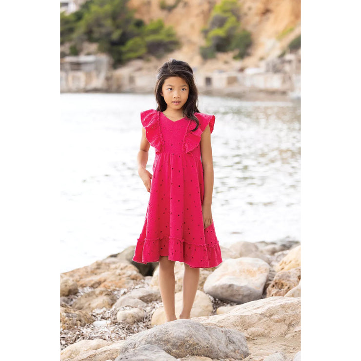 Hot Pink Broderie Anglaise Dress