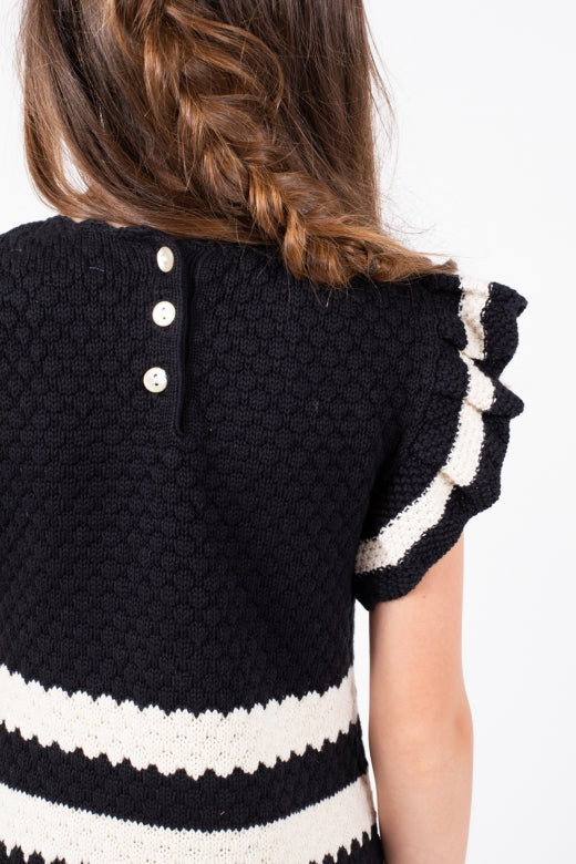 Black & White Striped Crochet Dress