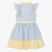 Blue & Yellow Striped Poplin Dress