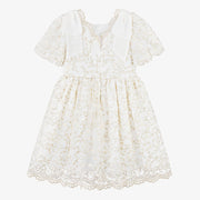 Ivory & Gold Embroidered Tulle Dress