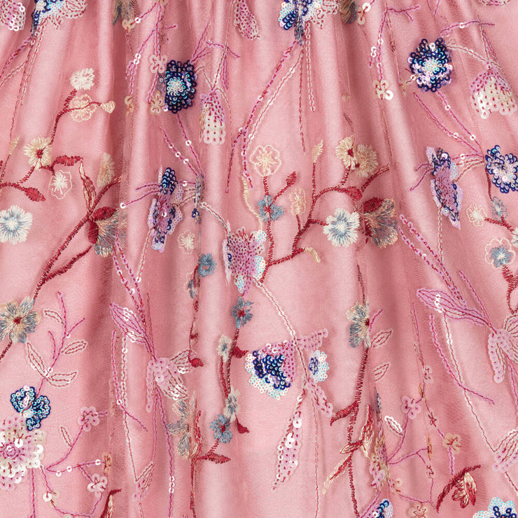 Pink Embroidered Floral Dress