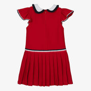 Red Pleated Cotton Dress