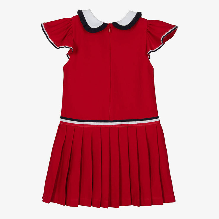 Red Pleated Cotton Dress