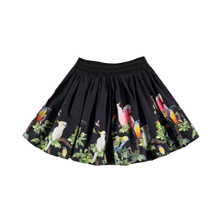 Black Bird Print Skirt