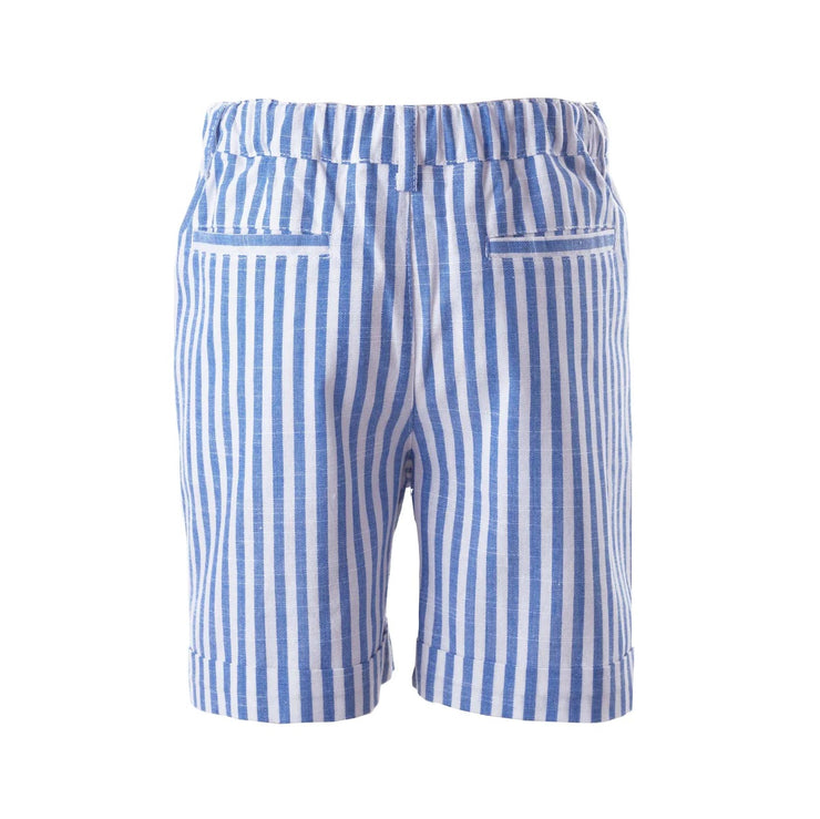 Blue & Ivory Striped Tailored Shorts