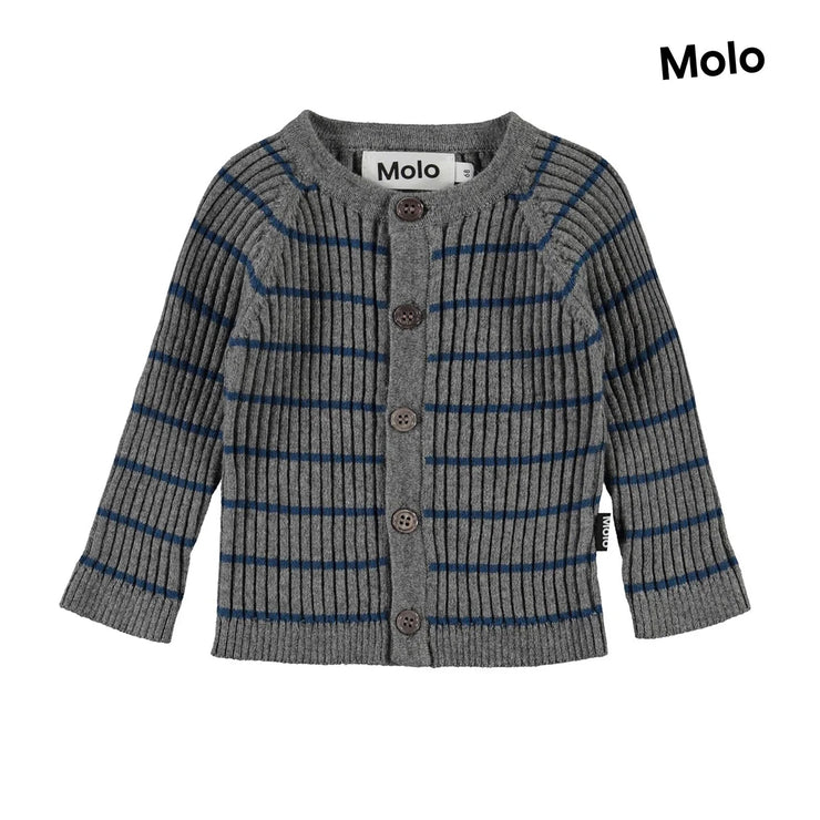 Grey & Blue Striped Cardigan