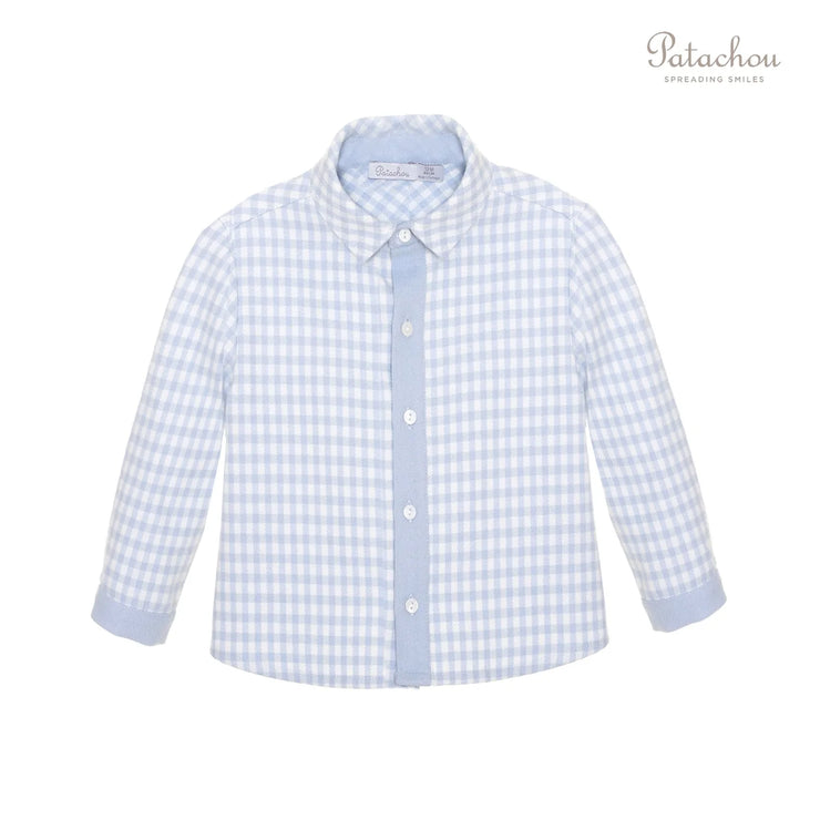 Blue & White Checked Collared Shirt