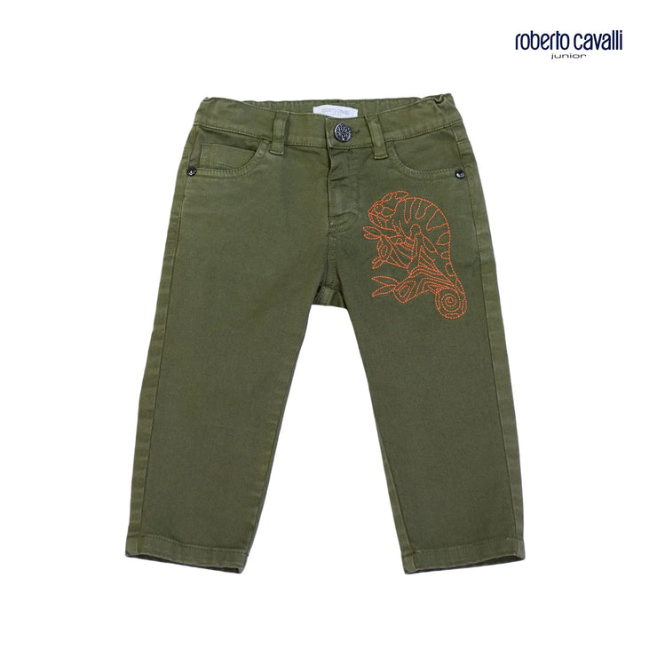Olive Embroidered Trousers