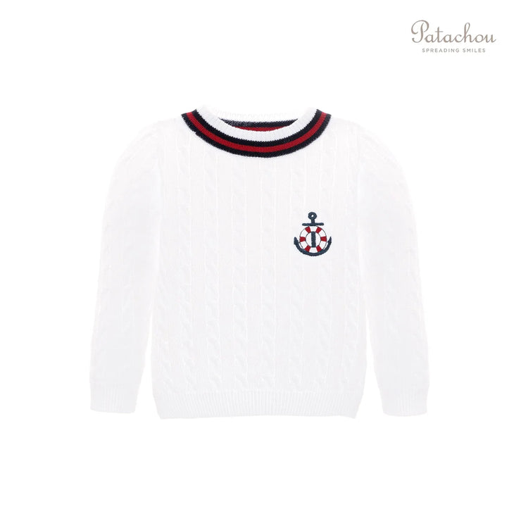 White Cableknit Nautical Jumper
