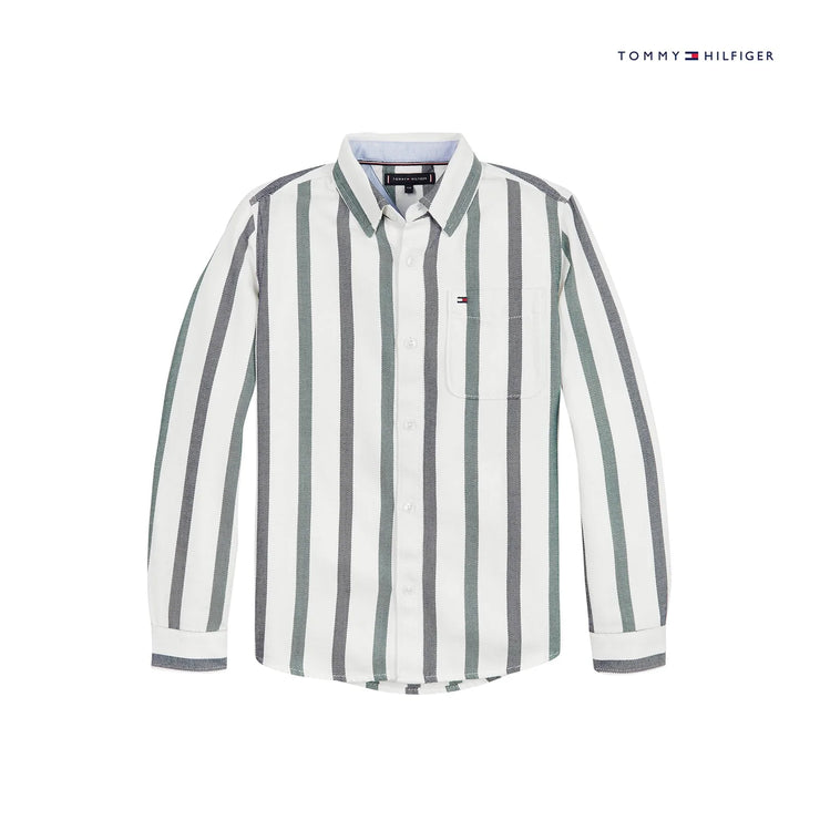 White Striped Collared Shirt
