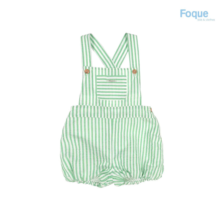 Green & White Striped Dungarees