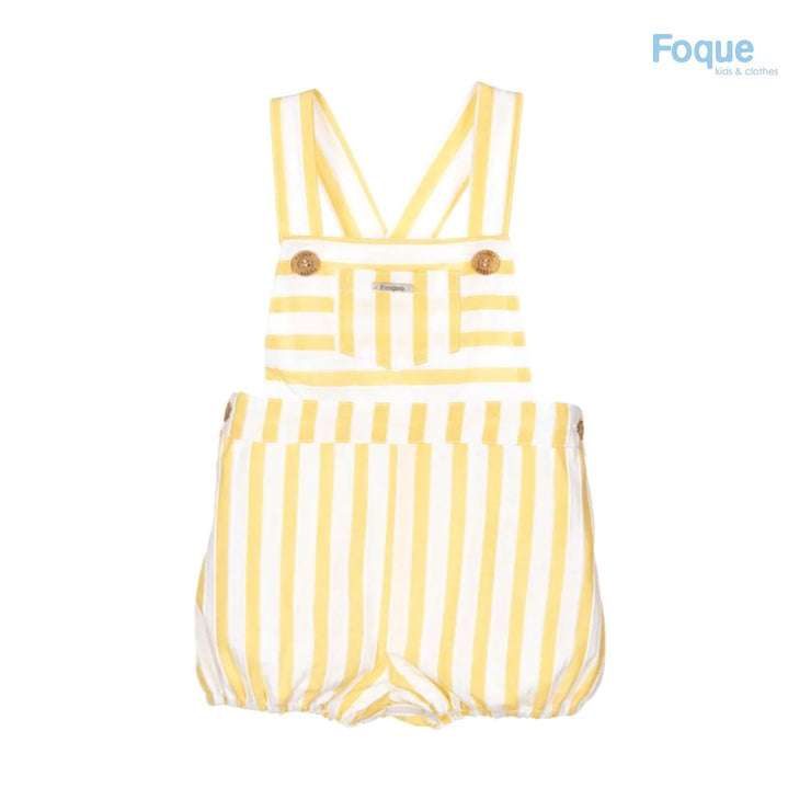 White & Yellow Striped Dungarees