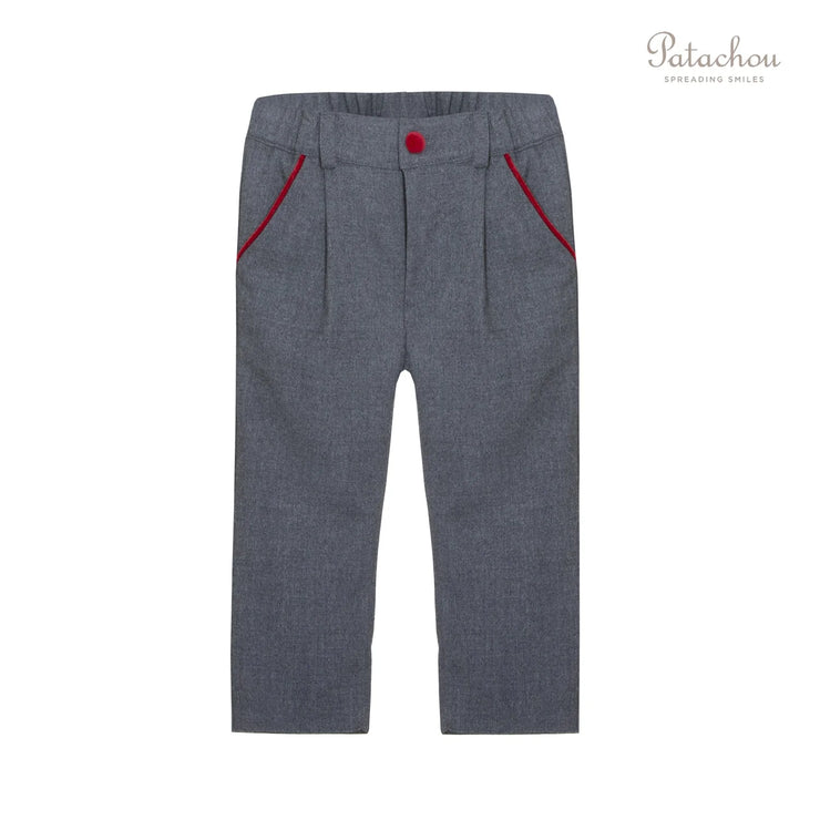 Grey, Red Trimmed Trousers