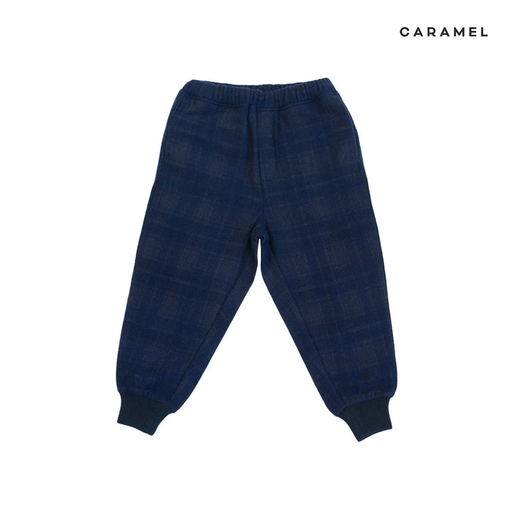 Navy Checked Wool Trousers
