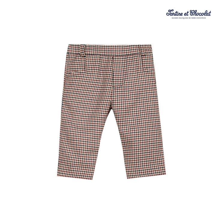Red & Navy Checked Trousers
