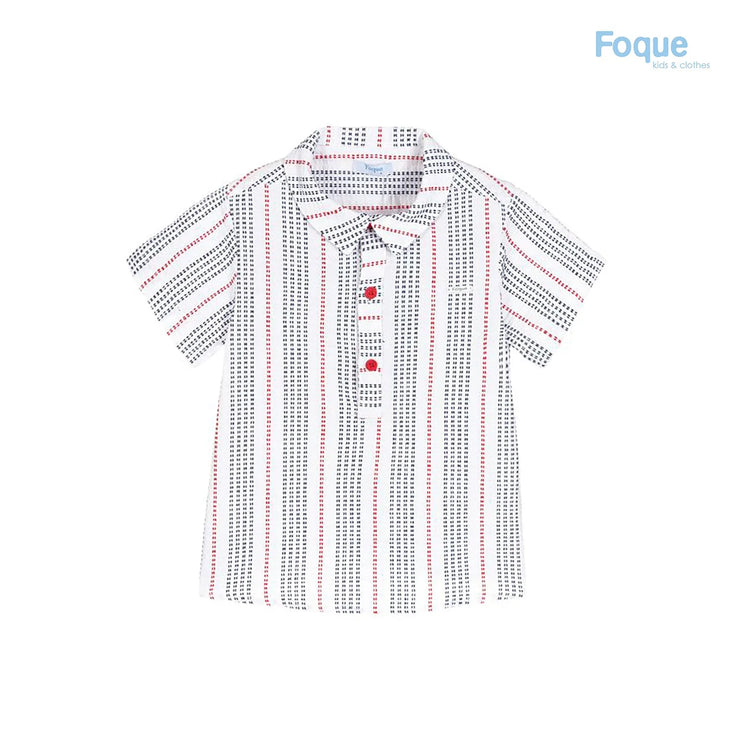 Red, White & Blue Short Sleeve Collared Shirt