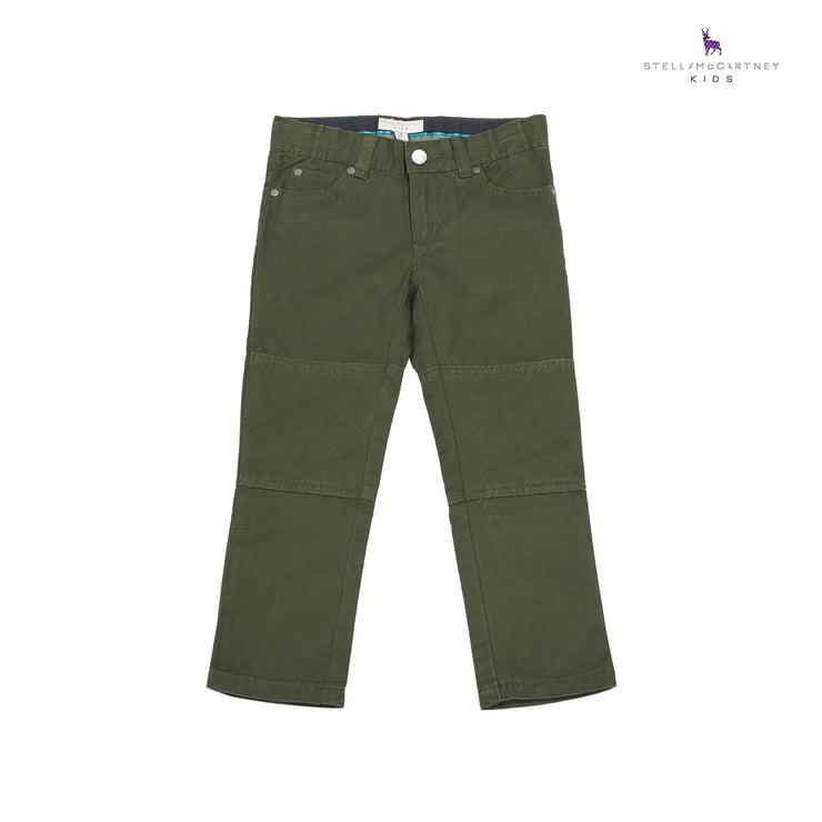 Olive Green Trousers With Quilted Knees
