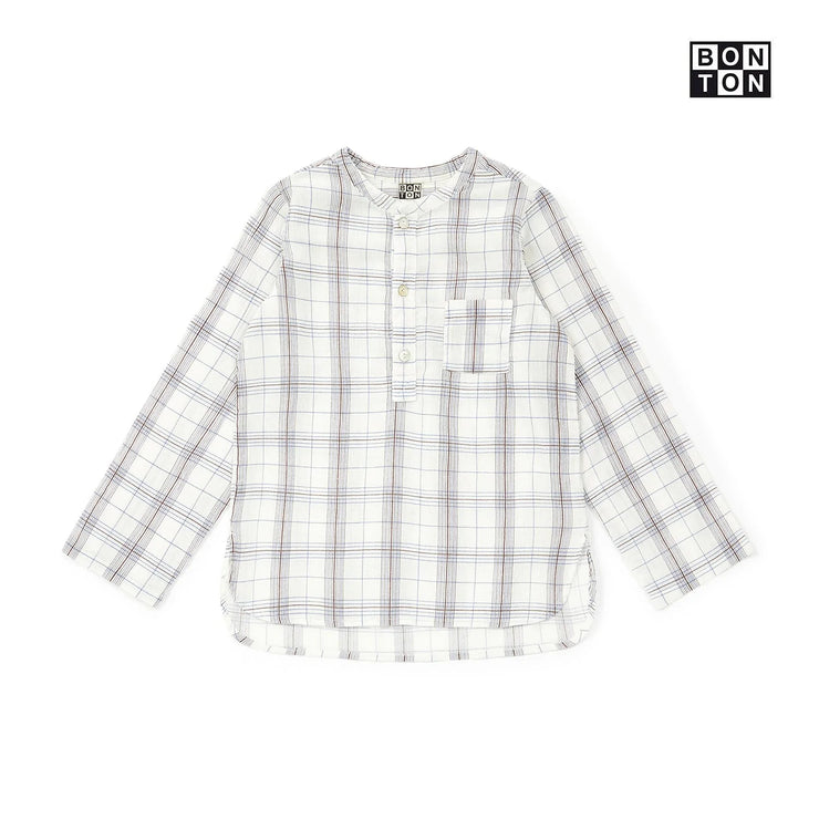 White Checked Long Sleeved Shirt