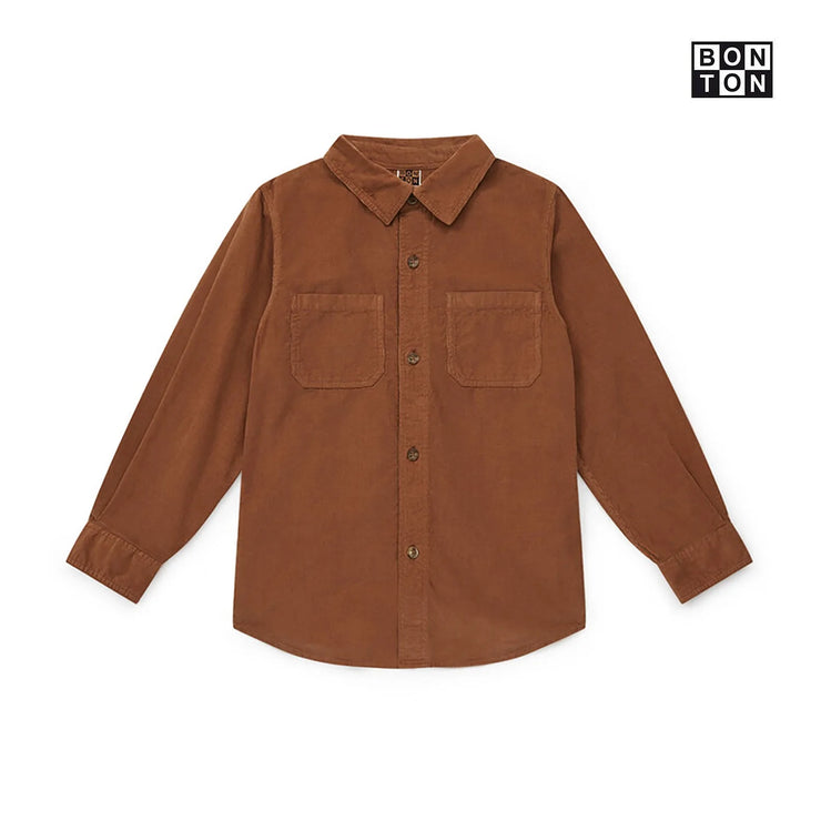 Brown Cotton Collared Shirt