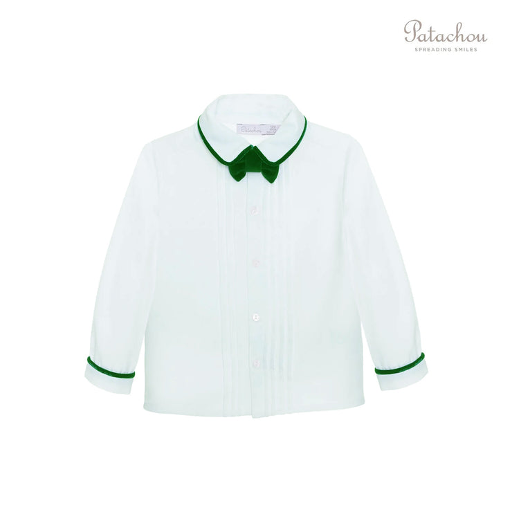 Mint Collared Green Velvet Bowtie Shirt