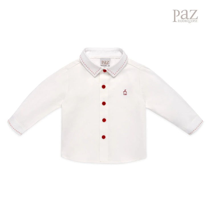 Off White, Red Trimmed Collared Shirt